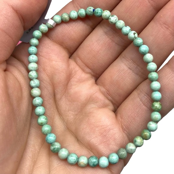 4mm Natural Turquoise Beaded Stretch Bracelet Boho Western Blue Genuine Beads - Picture 4 of 8